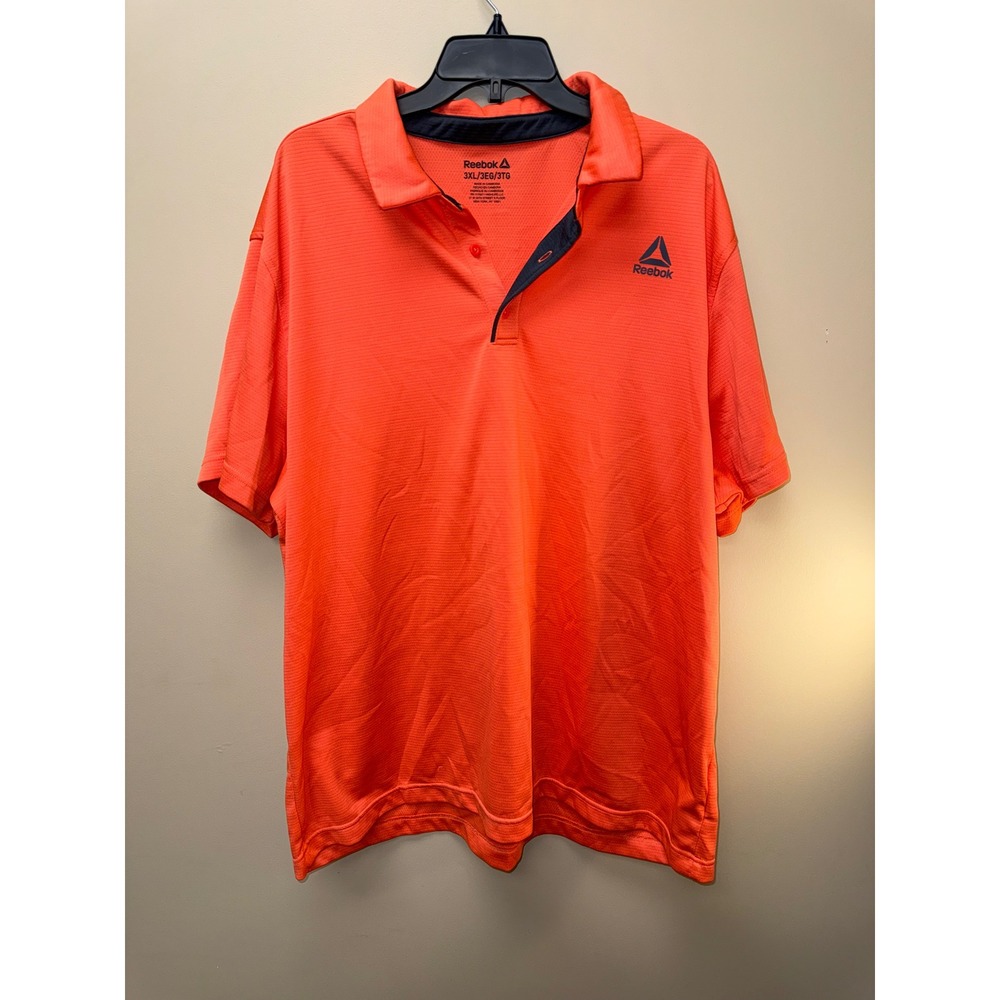 Reebok Mens 3XL Performance Polo Shirt Orange Short Sleeve Textured Golf Top